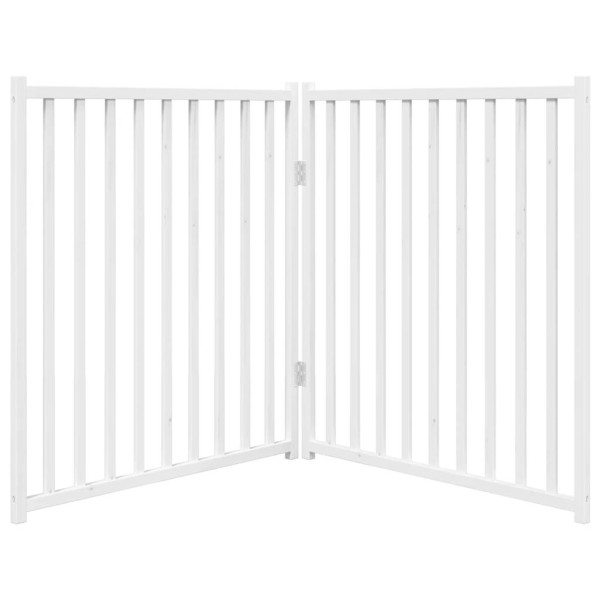 Porta de cães dobráveis 2 painéis de madeira de abeto branco 160 cm M 4