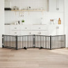 Puerta de perros plegable 4 paneles madera abeto negro 320 cm 1