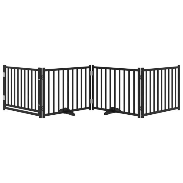 Puerta de perros plegable 4 paneles madera abeto negro 320 cm M 3
