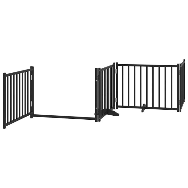 Puerta de perros plegable 4 paneles madera abeto negro 320 cm M 4