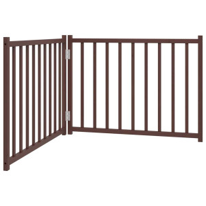 Puerta de perros plegable 2 paneles madera abeto marrón 160 cm H