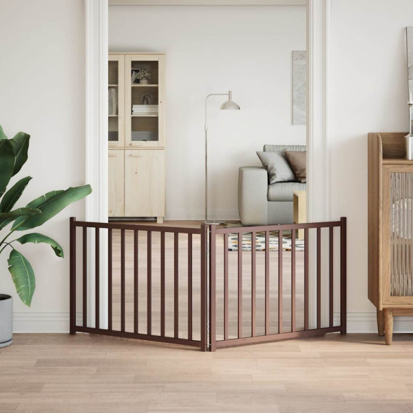 Puerta de perros plegable 2 paneles madera abeto marrón 160 cm M 3