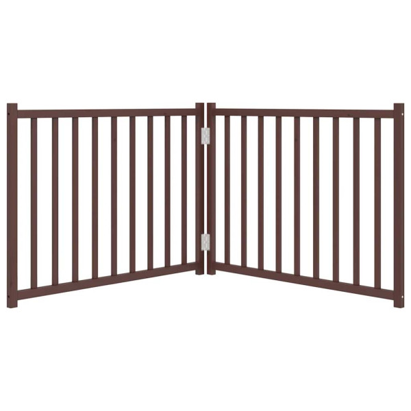 Puerta de perros plegable 2 paneles madera abeto marrón 160 cm M 4