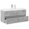 Set muebles de baño 2 piezas madera contrachapada gris hormigón 1