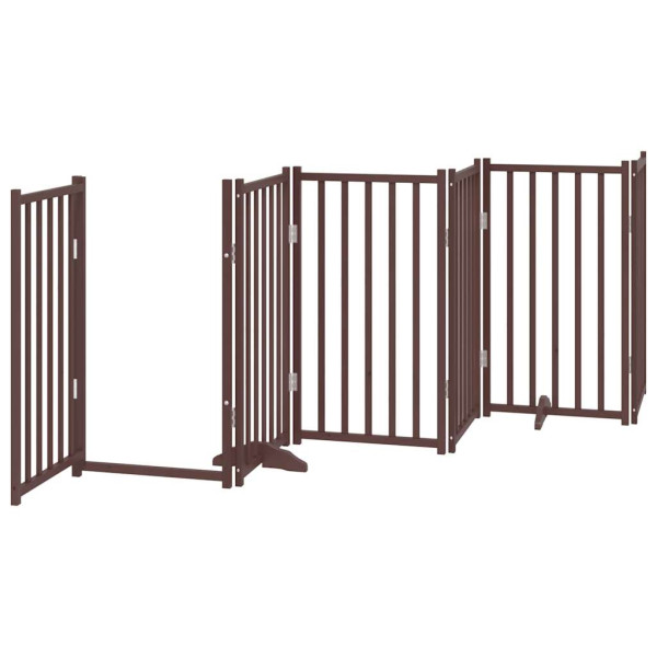 Puerta de perros plegable 9 paneles madera álamo marrón 450 cm M 4