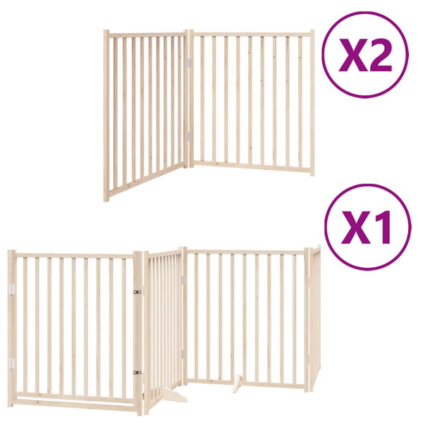 Puerta para perros plegable 8 paneles madera de álamo 640 cm M 2