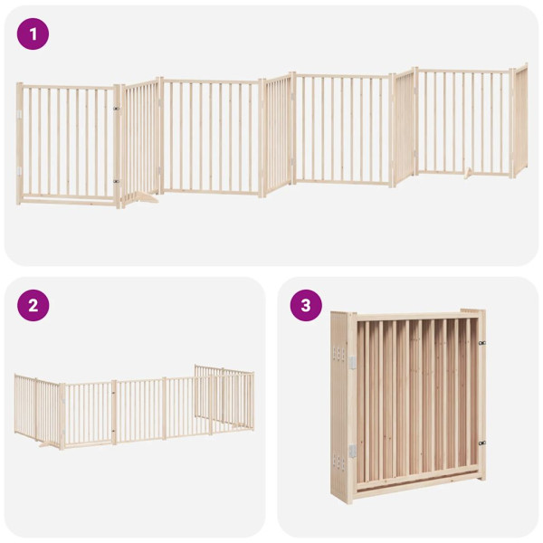 Puerta para perros plegable 8 paneles madera de álamo 640 cm M 5