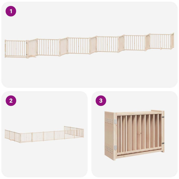 Puerta para perros plegable 12 paneles madera de álamo 960 cm M 5