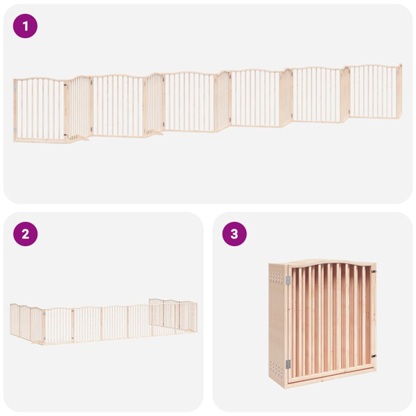 Puerta para perros plegable 12 paneles madera de álamo 960 cm M 5