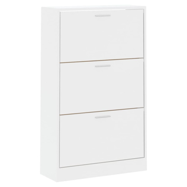 Mueble zapatero madera contrachapada blanco brillo 63x24x103 cm M 3