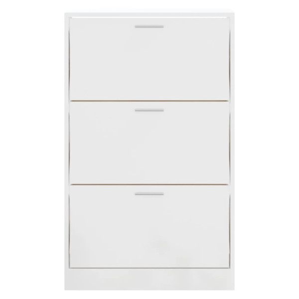 Mueble zapatero madera contrachapada blanco brillo 63x24x103 cm M 4