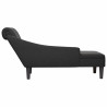 Chaise lounge c/ almofada/apoio de braços direito tecido preto 5