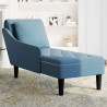 Chaise lounge c/ almofada/apoio de braços direito veludo azul 3