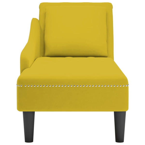 Chaise lounge c/almofada/apoio de braços direito veludo amarelo M 4