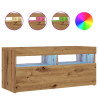 Mueble de TV luces LED madera roble artisan 90x35x40 cm 2