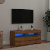 Mueble de TV luces LED madera roble artisan 90x35x40 cm 4