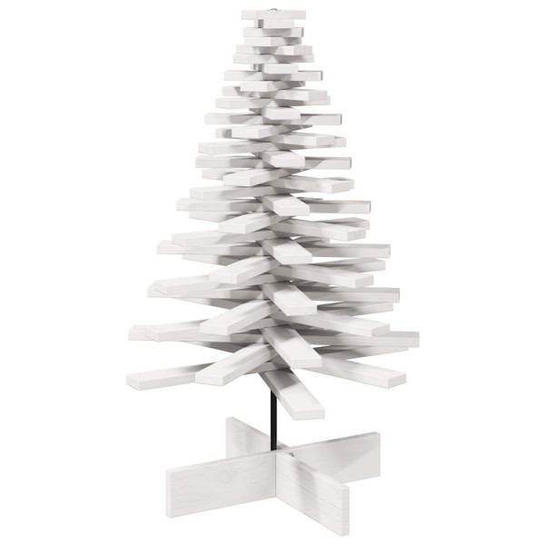 Árvore de Natal decorativa 100cm madeira de pinho maciça branco M 2