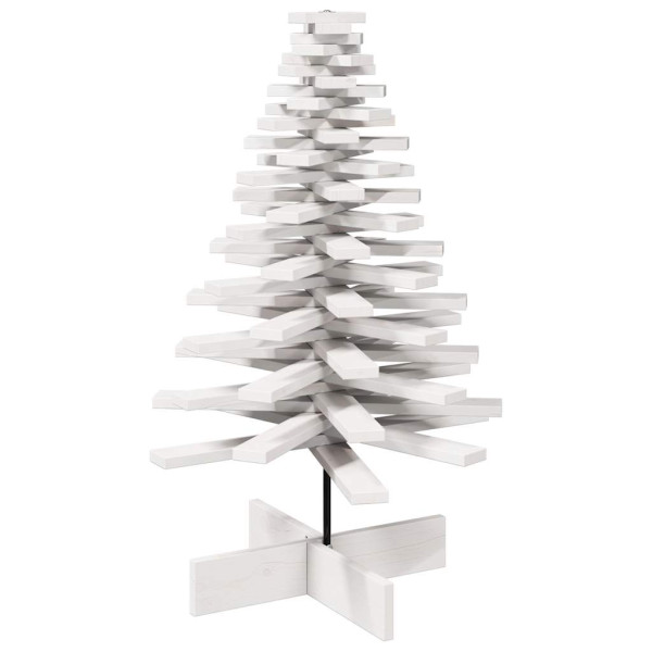 Árvore de Natal decorativa 100cm madeira de pinho maciça branco M 5