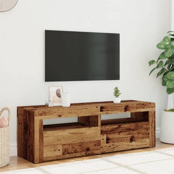 Mueble TV luces LED madera ingeniería envejecida 120x35x40 cm M 5