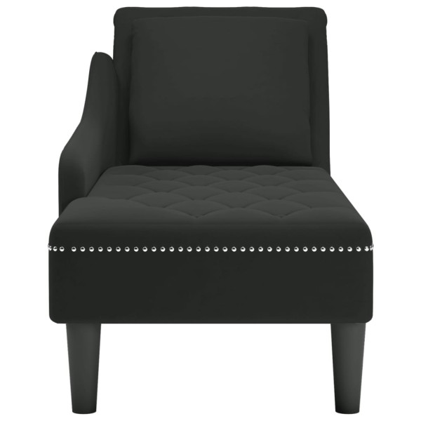Chaise lounge c/ almofada/apoio de braços direito veludo preto M 4