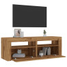 Mueble de TV luces LED madera roble artisan 120x35x40 cm 1