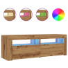 Mueble de TV luces LED madera roble artisan 120x35x40 cm 2