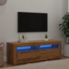 Mueble de TV luces LED madera roble artisan 120x35x40 cm 5