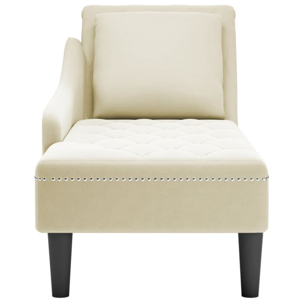 Chaise lounge c/ almofada/apoio de braços direito veludo creme M 4