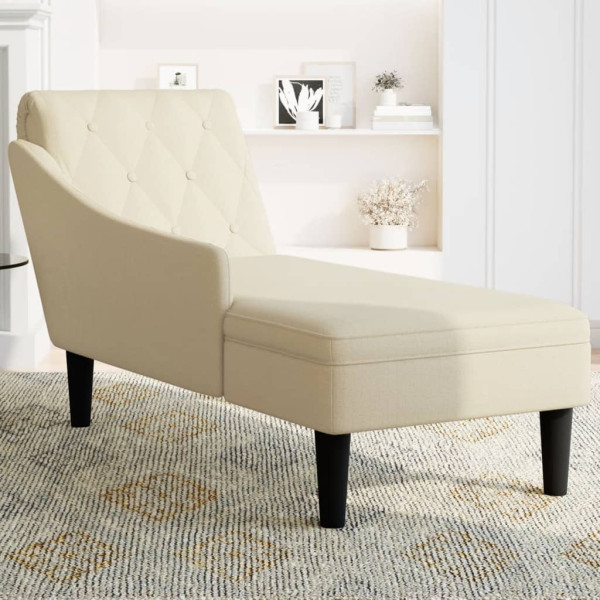Chaise lounge c/ almofada/apoio de braços direito tecido creme M 3