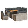 Set de muebles de jardín 9 pzas y cojines ratán sintético gris 2