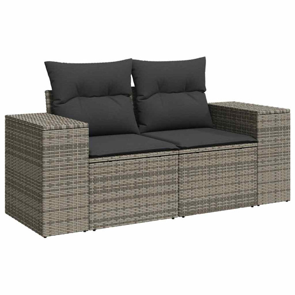 Set de muebles de jardín 6 pzas y cojines ratán sintético gris M 3