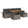 Set de muebles de jardín 6 pzas y cojines ratán sintético gris 2