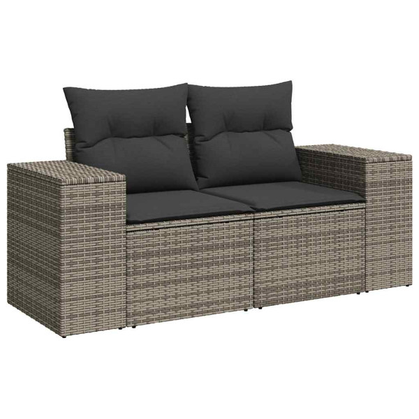 Set de muebles de jardín 6 pzas y cojines ratán sintético gris M 4