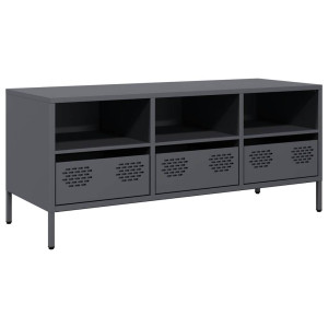 Mueble de TV acero laminado en frío antracita 101.5x39x43.5 cm H