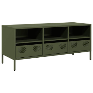 Mueble TV acero laminado en frío verde oliva 101.5x39x43.5 cm H