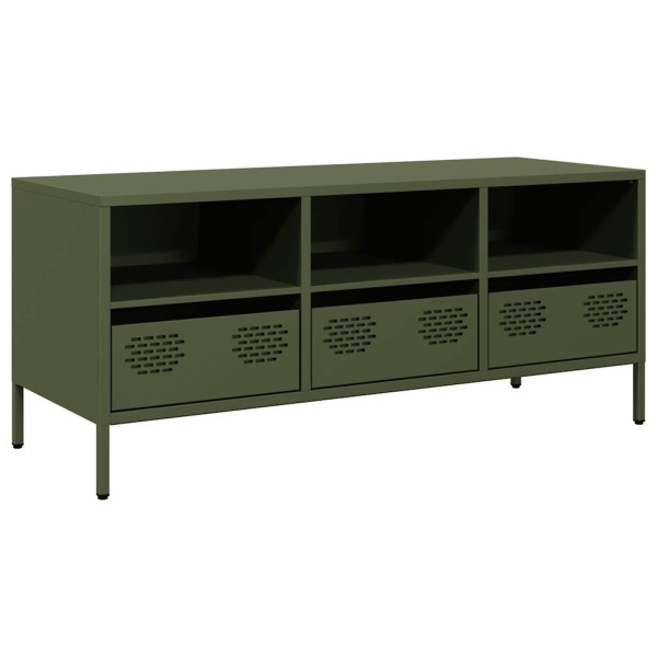 Mueble TV acero laminado en frío verde oliva 101.5x39x43.5 cm M 2