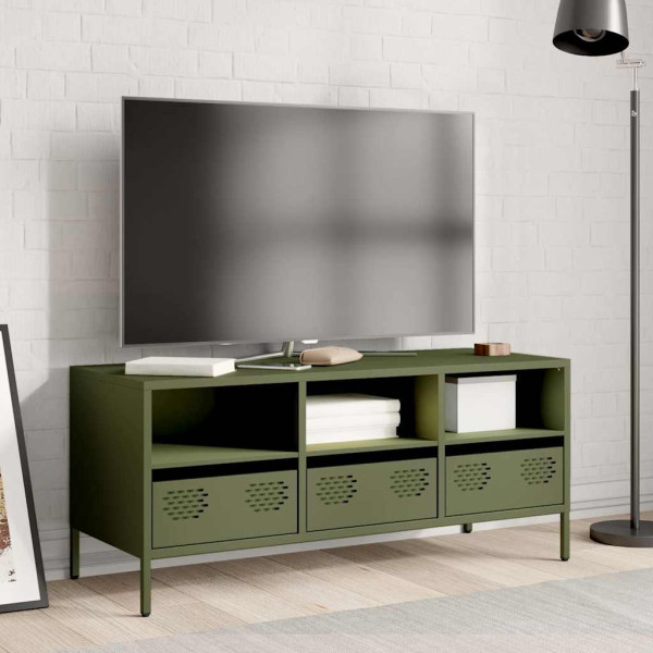 Móvel de TV 101.5x39x43.5 cm aço laminado a frio verde-azeitona M 3