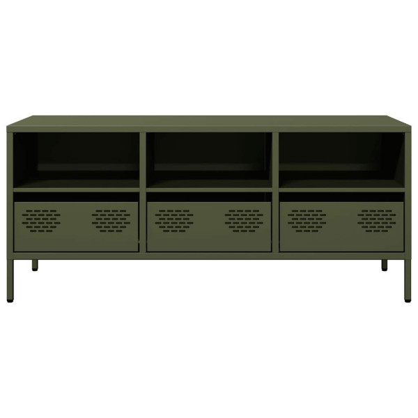 Móvel de TV 101.5x39x43.5 cm aço laminado a frio verde-azeitona M 4