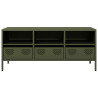 Mueble TV acero laminado en frío verde oliva 101.5x39x43.5 cm 4