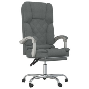 Silla de oficina reclinable con masaje de tela gris oscuro H