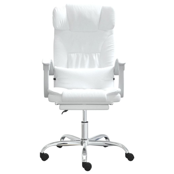 Silla de oficina reclinable masaje cuero sintético blanco M 2