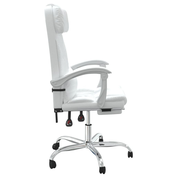 Silla de oficina reclinable masaje cuero sintético blanco M 3