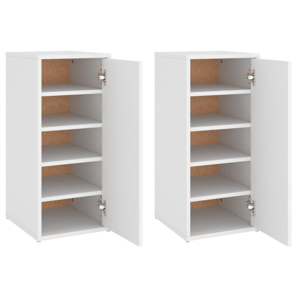Muebles zapateros 2 uds madera contrachapada blanco 32x35x70 cm M 2