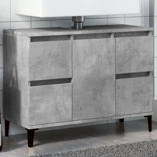 Armario de lavabo madera contrachapada gris hormigón 80x33x60cm D