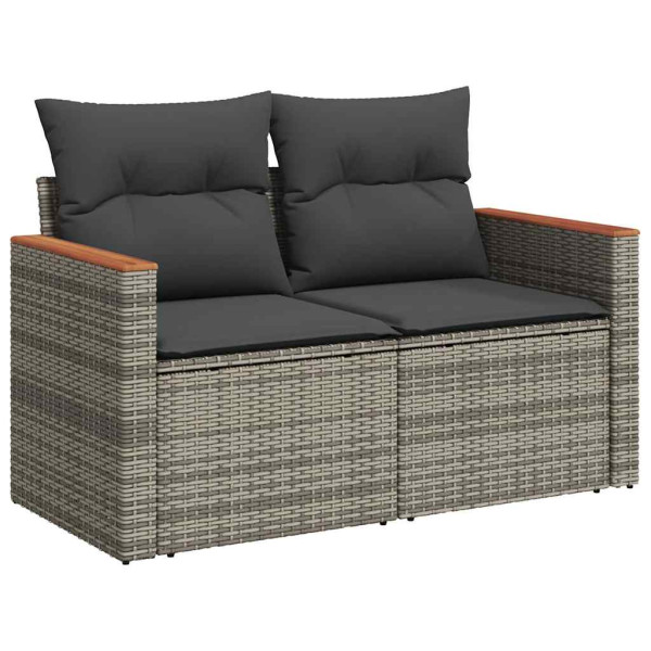 Set de muebles de jardín 6 pzas y cojines ratán sintético gris M 5