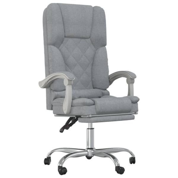 Silla de oficina reclinable con masaje de tela gris claro M 2