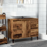 Mueble de lavabo madera ingeniería envejecida 80x33x60 cm 3
