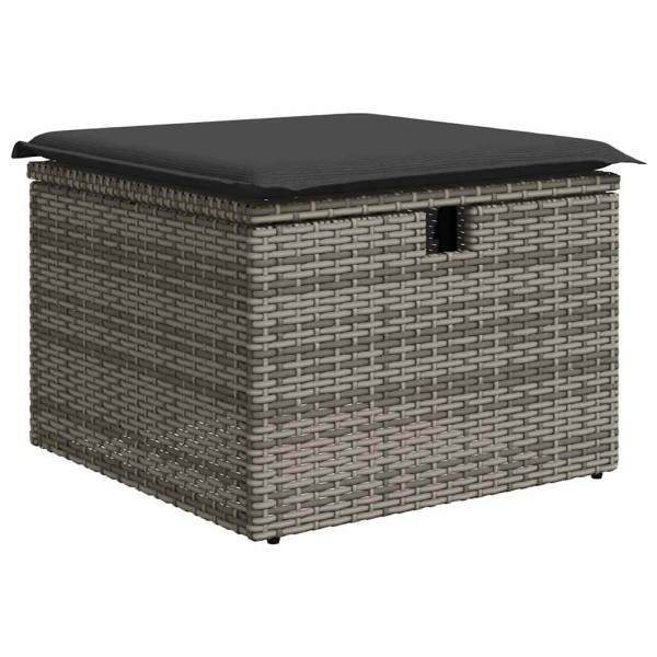 Set de muebles de jardín 6 pzas y cojines ratán sintético gris M 5