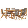 Set de comedor jardín 7 pzas polipropileno madera maciza gris 2