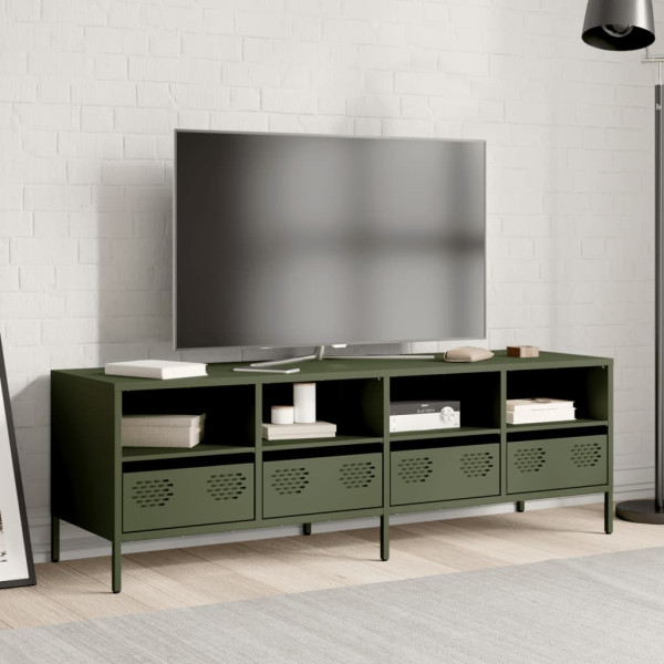 Mueble TV acero laminado en frío verde oliva 135x39x43.5 cm M 3